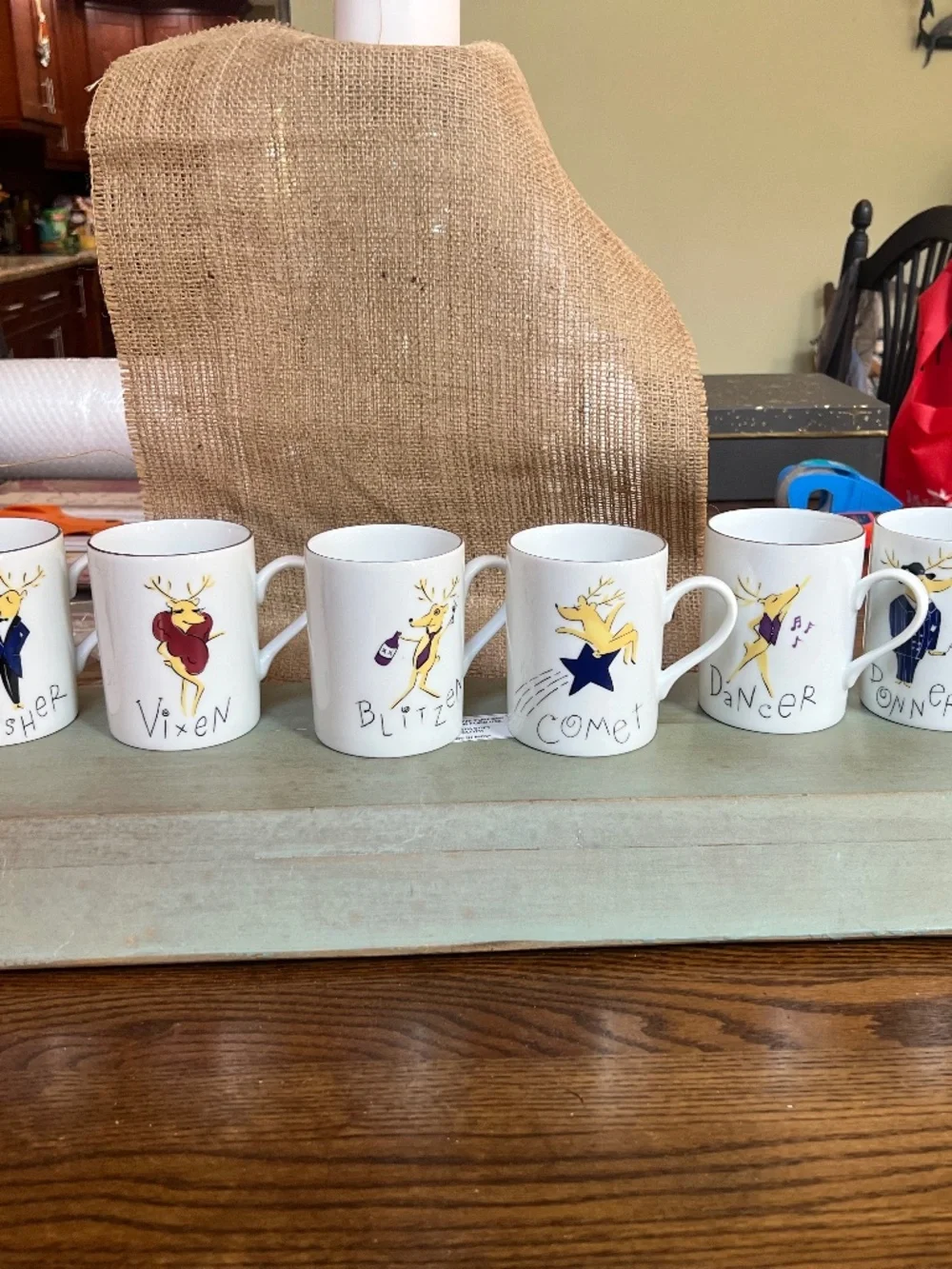 Pottery Barn Santa's Reindeer Coffee Mug Set